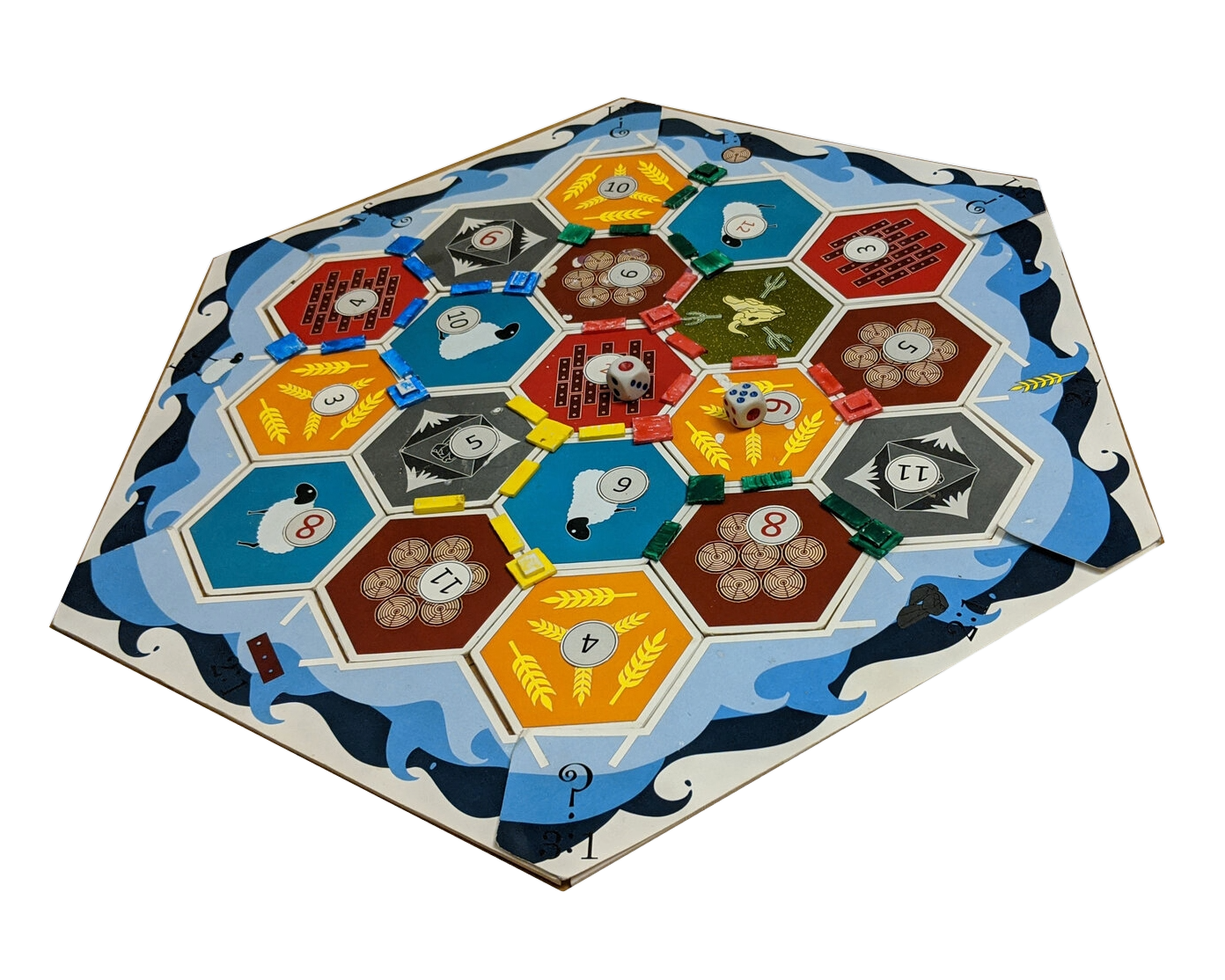 A custom Settlers of Catan board